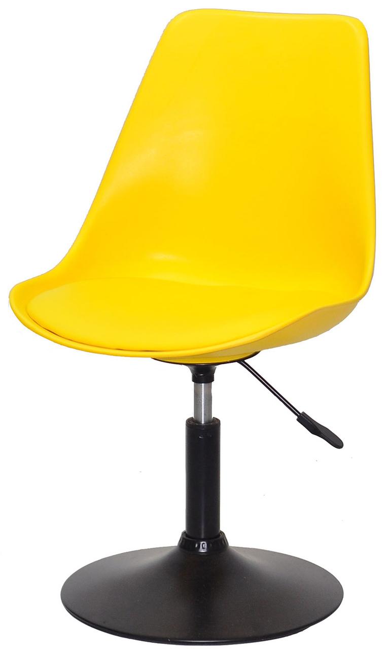 Стілець Albert BK-Base жовтий 1006, на чорній круглій опорі, поворотний із регулюванням висоти сидіння, фото 1