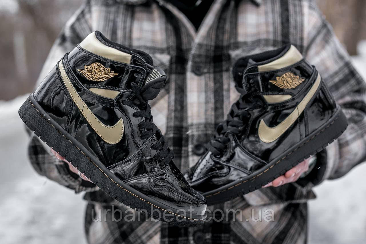 Баскетбольні кросівки Air Jordan Retro 1 "Glow Black/Gold", фото 1