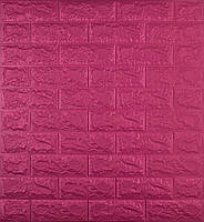 Декоративная 3D панель самоклейка под кирпич Темно-розовый 700x770x7мм (006-7)