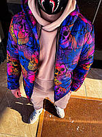 Куртка мужская демисезонная разноцветная с рисунками черепов