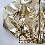 Вітровка шкіряна для дівчинки, на підкладці, золота, SmileTime Gold, фото 2