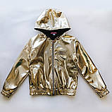 Вітровка шкіряна для дівчинки, на підкладці, золота, SmileTime Gold, фото 5