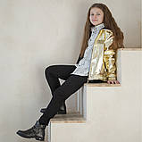 Вітровка шкіряна для дівчинки, на підкладці, золота, SmileTime Gold, фото 6