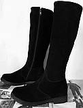 Жіночі демісезонні чоботи limoda по коліно зі змійкою чорні замша, фото 2
