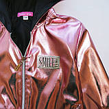 Вітровка шкіряна для дівчинки, на підкладці, рожеве золото, SmileTime Rose Gold, фото 3