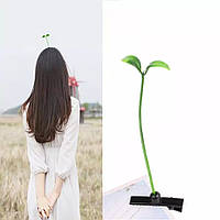 Заколка для волос Росток веточка листик цветок зеленая ветка заколочки цветочки зеленые растение