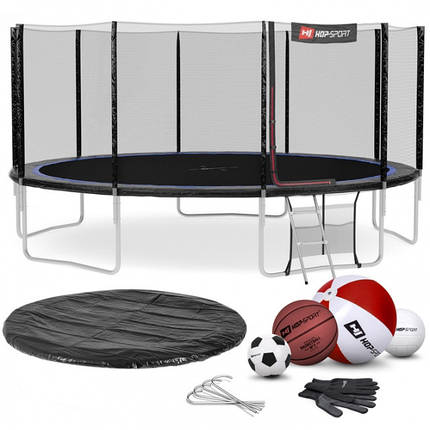 Батут Hop-Sport 16ft (488cm) black/blue з зовнішньою сіткою, фото 1
