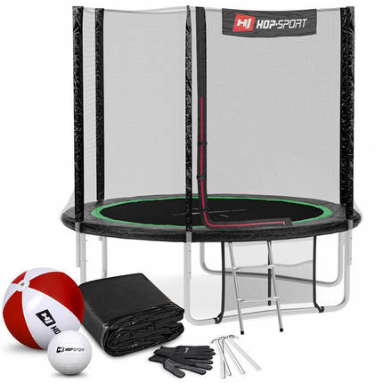 Батут Hop-Sport 8ft (244cm) black/green з зовнішньою сіткою, фото 1