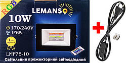 Світлодіодний прожектор кольоровий RGB 10Вт IP65 Lemanso LMP76-10 з пультом і кабелем