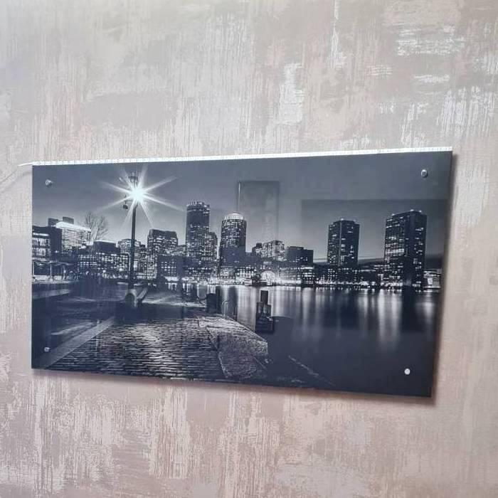 Чорно-біла картина на склі Містова нічного міста