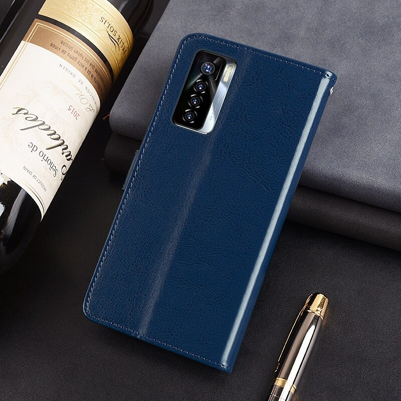 Чехол Fiji Leather для Tecno Camon 17P (CG7n) книжка с визитницей темно-синий - фото 4 - id-p1562282816