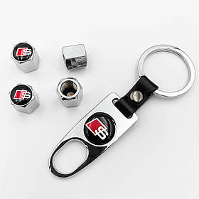 Захисні ковпачки на ніпеля S-Line AUDI (АУДІ) з брелоком Хром