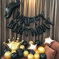 Набір повітряних кульок на день народження з вусами та короною.