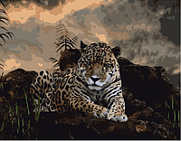 Картины по номерам 40*50 Животные ,,Уставший леопард" на холсте с подрамником VA-0447 Strateg , без коробки