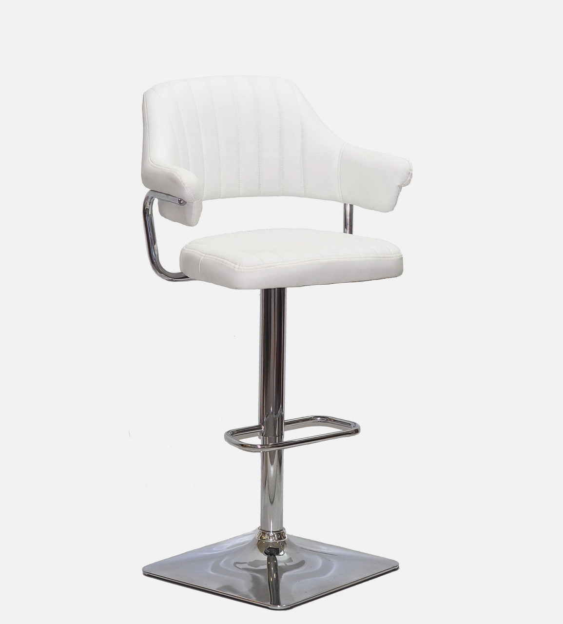 Стілець барний з підлокітниками Джеф JEFF 4 CH - BASE білий кожзам, фото 1