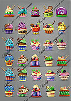 Съедобная картинка "Еда пироженные" сахарная и вафельная картинка а4