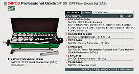 ✅ Набір інструменту дюймового 3/4" 24ед. 12-гр. metal case