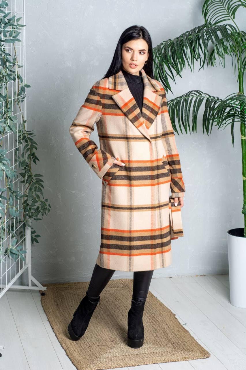 Женское пальто осень весна модное  44-52 бежевый