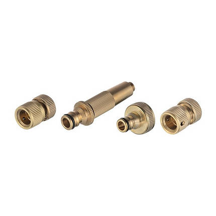 Комплект для поливу INTERTOOL GE-1426: латунна насадка 1/2", конектор з аквастопом 1/2", конектор 1/2", адаптер 1/2" та 3/4", фото 1