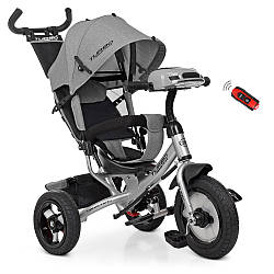 Велосипед дитячий триколісний TurboTrike M 3115HA-19L пульт, usb, mp3, BT, світло, колеса надувні, сірий