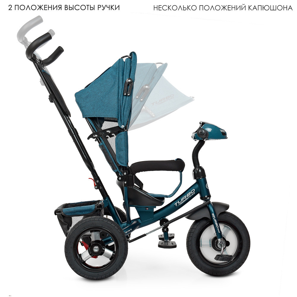 Велосипед детский трехколесный TurboTrike M 3115HA-21L пульт, usb, mp3, BT, свет, колеса надувные, изумруд - фото 2 - id-p495308301