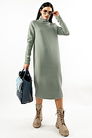 Модное зимнее платье с широкой горловиной Erin (42 52р) в расцветках оливка (42,46,48)
