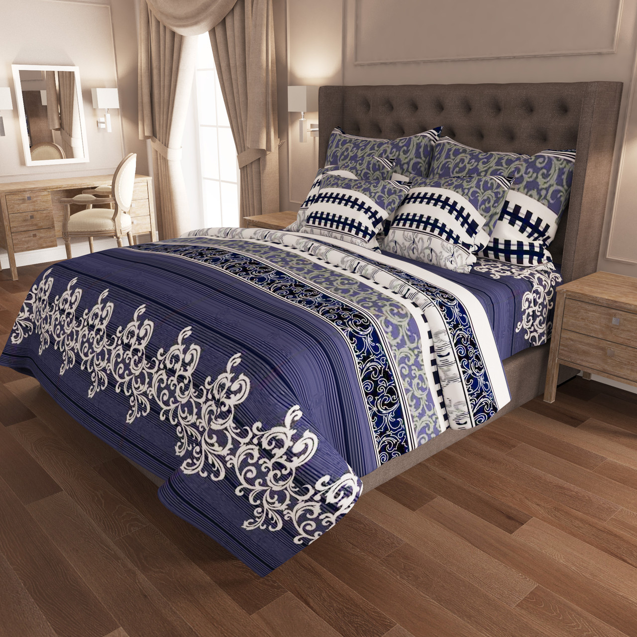 Двоспальний комплект постільної білизни 180х220 Ранфорс бавовна (12577) Українська постільна білизна, фото 1