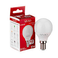 Світлодіодна лампа SIVIO 6Вт G45 E14 4100K нейтральна біла