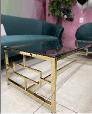 Журнальний стіл CL-1 скло прозоре + золото, фото 2