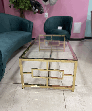 Журнальний стіл CL-1 скло прозоре + золото, фото 2