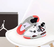 Жіночі баскетбольні високі кросівки Nike Air Jordan 4 Retro White Black Grey Gum (Найк Аїр Джордан білі)