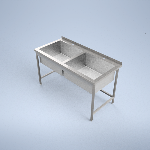 Купить Мойка производственная двухсекционная из нержавейки 1500х700х850 ...