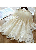 Детское молочное платье, гипюровое платье для девочки, праздничное детское платье
