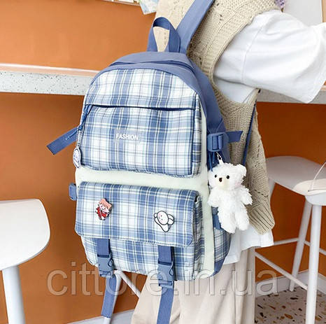 Школьный подростковый рюкзак, Набор 5в1 школьный рюкзак, шоппер, пенал, клатч, сумочка-мешок для девочки - фото 5 - id-p1562427013