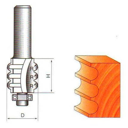 Фреза по дереву ГЛОБУС 2503 R3 кромочна фигурна з нижнім підшипником, фото 2