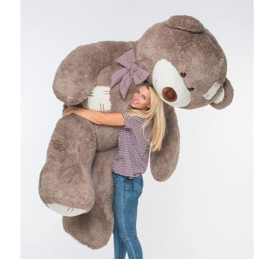 Великий плюшевий ведмедик Містер Гігант із латками колір капучино, висота 2,5 метра, фото 1