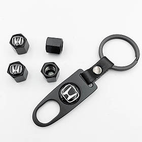 Захисні ковпачки на ніпеля HONDA (Хонда) c брелоком Чорні Антивандальні