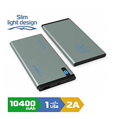 Зовнішній акумулятор (Power Bank) Vamax vmx1822 10400mAh, цифровий індикатор, метал Grey