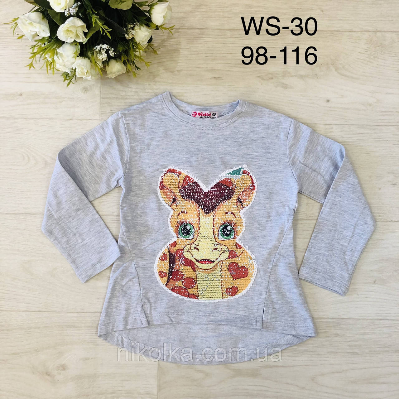 Реглан з мікронапиленням для дівчаток оптом, Wiyan Kids, 98-116 рр., арт. WS-30, фото 1