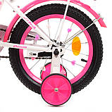 Велосипед дитячий двоколісний Profi Y1414-1 14" зростання 95-115 см вік 3 до 6 років біло-малиновий, фото 4