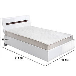 Односпальне ліжко Амелія LOZ90 95х214см кольору німфея альба та білий глянець БРВ-Україна