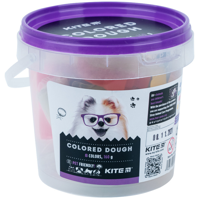 Цветнове тесто для лепки Kite Dogs K22-137 8*20 г + 2 формочки + стек - фото 1 - id-p551332733