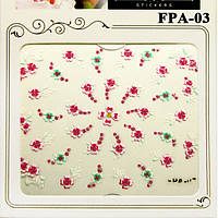 Наклейки для Ногтей Самоклеющиеся 3D Nail Sticrer FPA 003 Цветы Гирляндами, Маникюр,Дизайн Ногтей