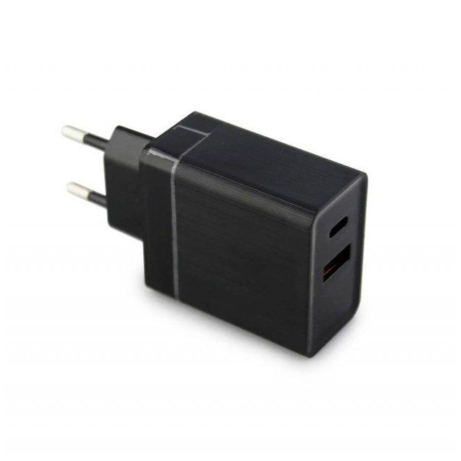 Адаптер мережний 220V 7614 USB Type-C Black, фото 1