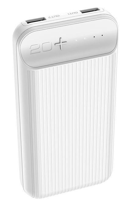 PowerBank з LED індикатором 20000mAh HOCO J52A | 2USB, 5V/2A, 74Wh | Білий
