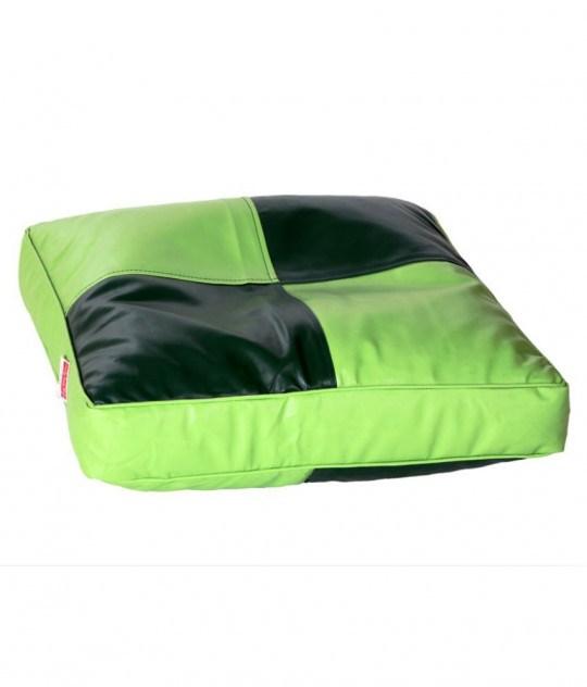 Пуф-подушка Шахматка, основна тканина Оксфорд 600D 234(лайм), вставки Оксфорд Black, 50х50х10 см (Тіа-sport ТМ)