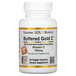 Vitamin C Buffered Gold C 750 мг California Gold Nutrition 60 капсул