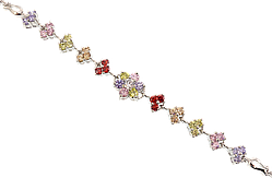 Браслет СМ Родій "Квітковий різнокольоровий орнамент із кристалів" розмір 20см х 4-12мм