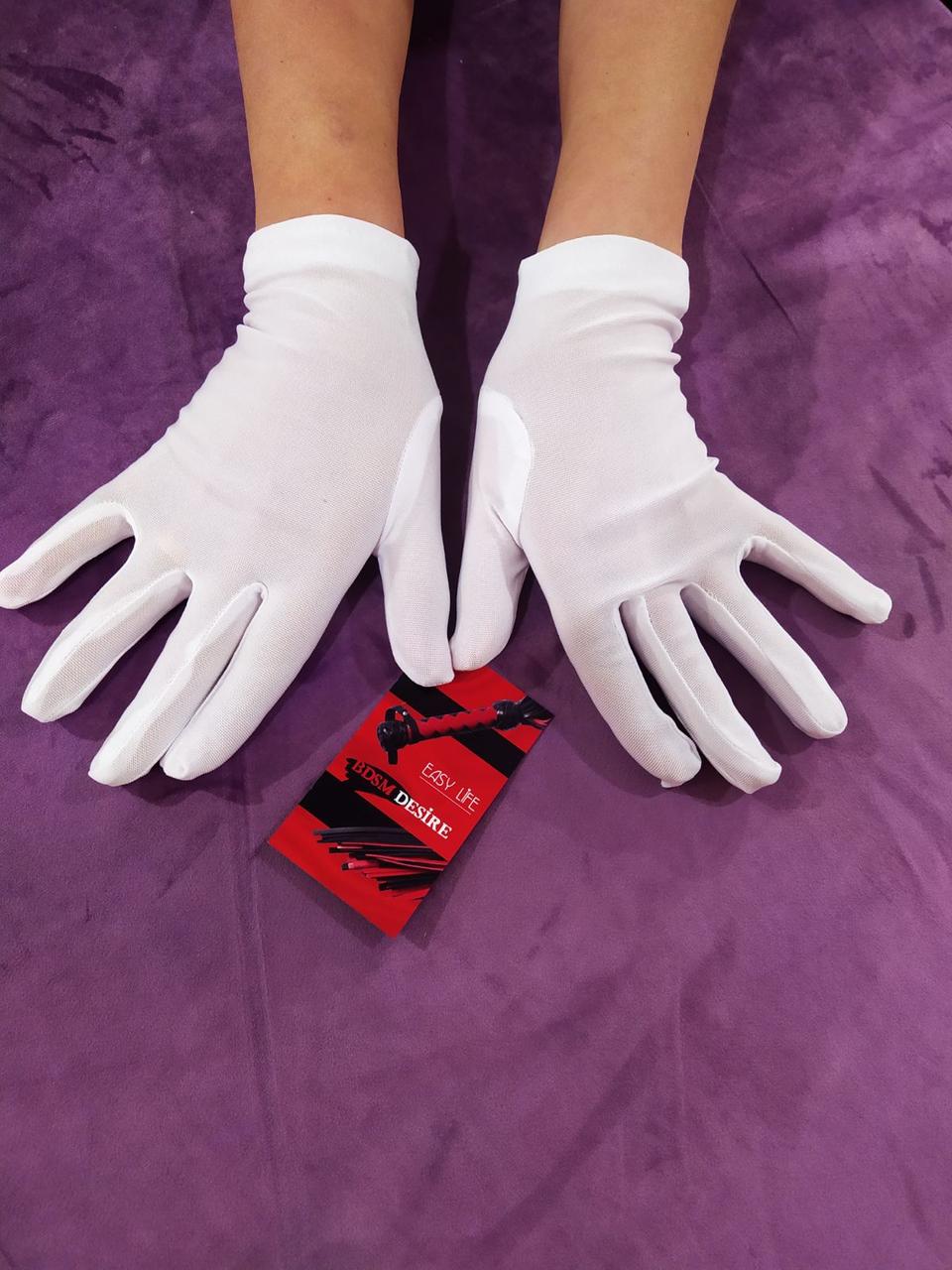 Сексуальні жіночі рукавички коротенькі білі S/L EASY LIFE