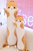 Кот батон 70 см рыжий игрушка подушка отличный подарок для детей и взрослых рудий котик